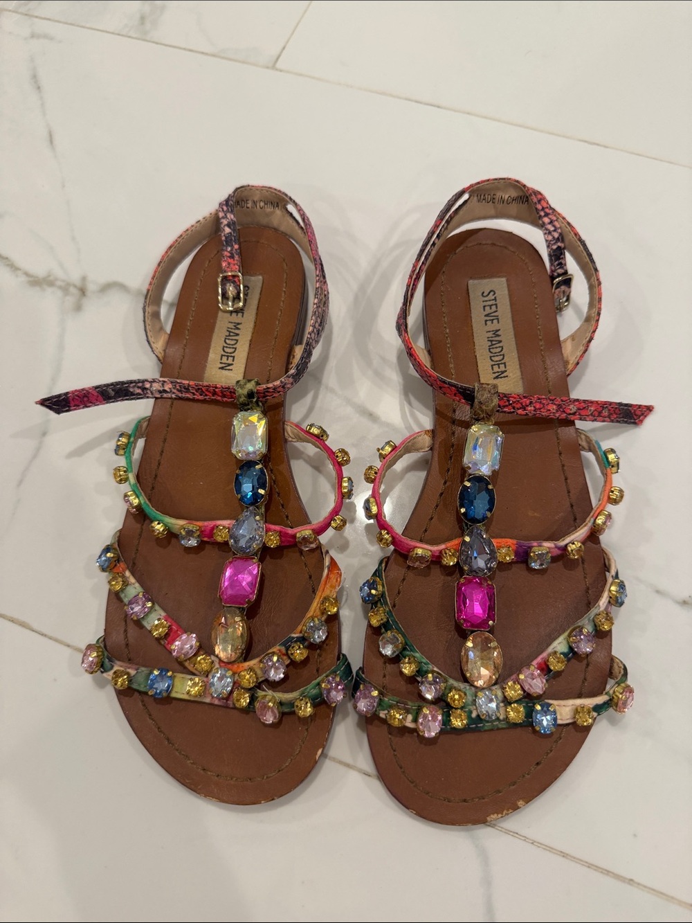 Steve Madden Multicolor Jeweled Strappy Sandals
